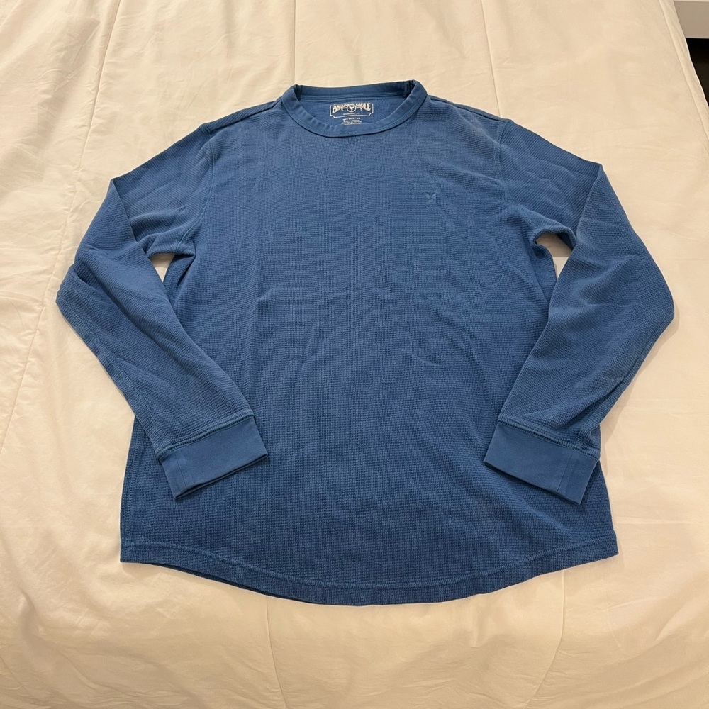 American Eagle Outfitters Blue Waffle Knit Top